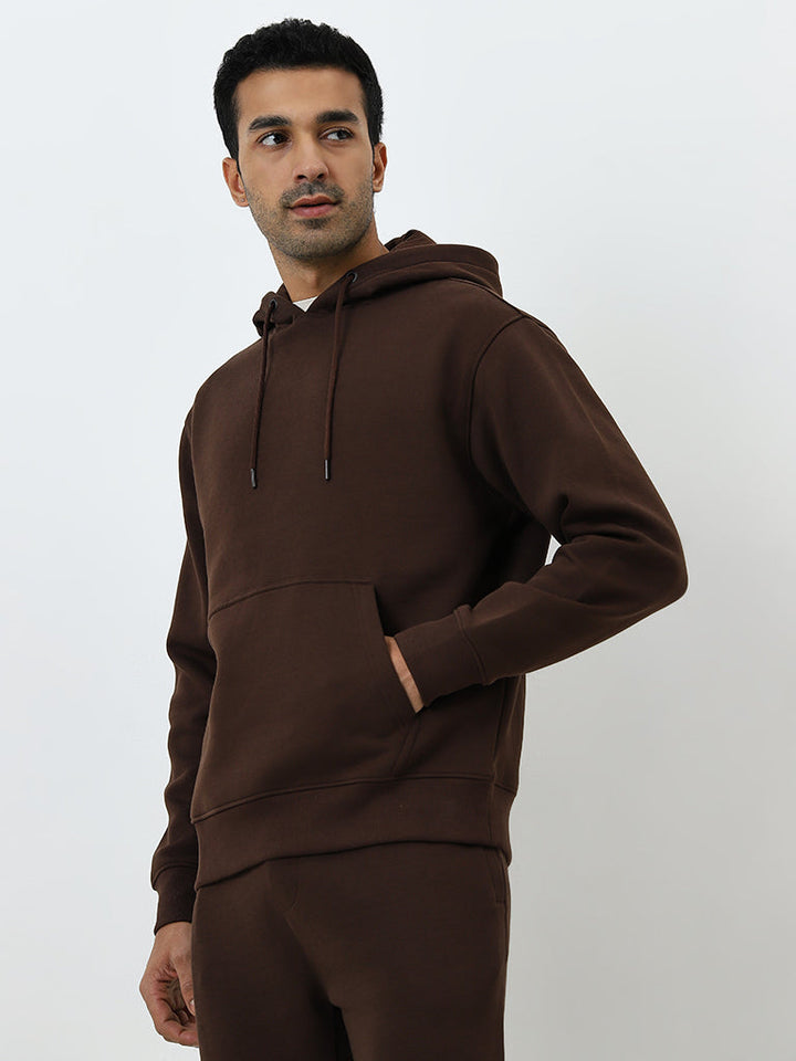 WES Casuals Brown Relaxed-Fit Cotton-Blend Sweatshirt