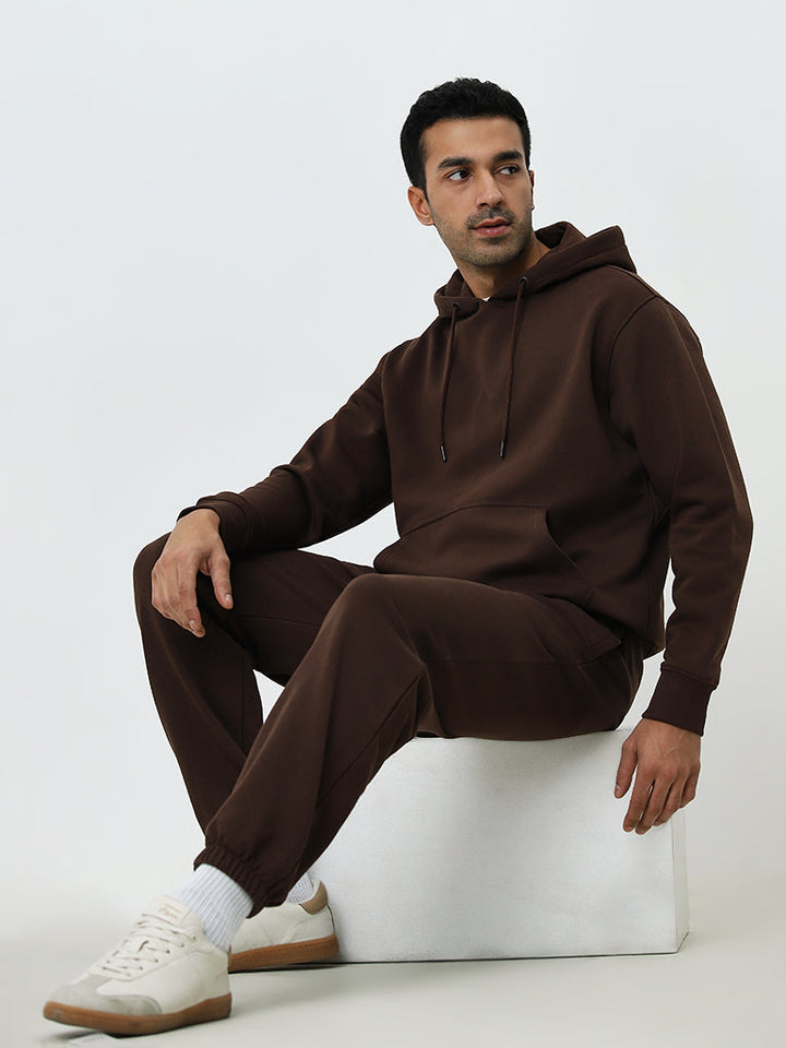 WES Casuals Brown Relaxed-Fit Cotton-Blend Sweatshirt