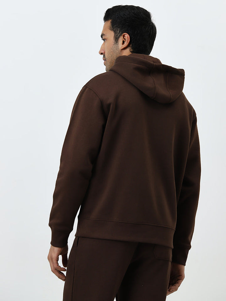 WES Casuals Brown Relaxed-Fit Cotton-Blend Sweatshirt