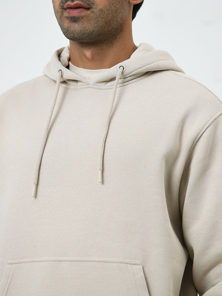 WES Casuals Beige Relaxed-Fit Cotton-Blend Sweatshirt