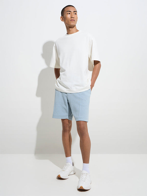 Studiofit Light Blue Relaxed-Fit Mid-Rise Shorts