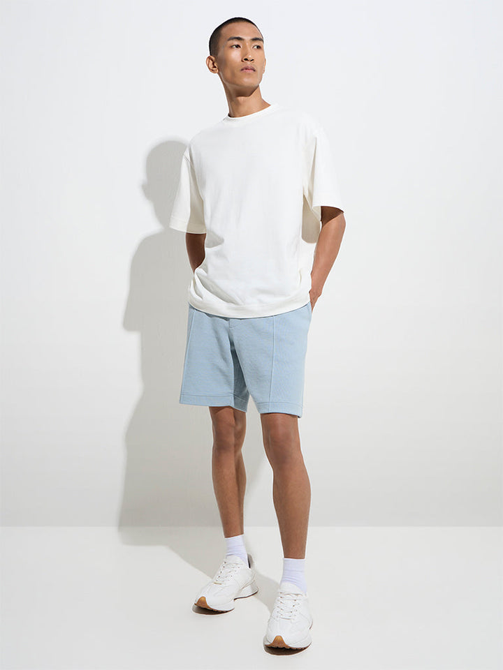 Studiofit Light Blue Relaxed-Fit Mid-Rise Shorts