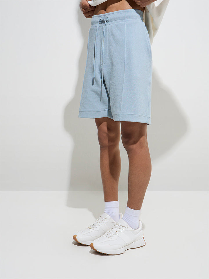 Studiofit Light Blue Relaxed-Fit Mid-Rise Shorts