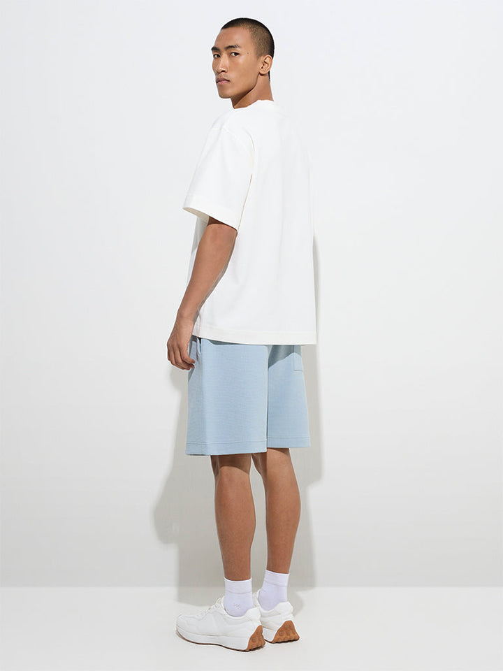 Studiofit Light Blue Relaxed-Fit Mid-Rise Shorts