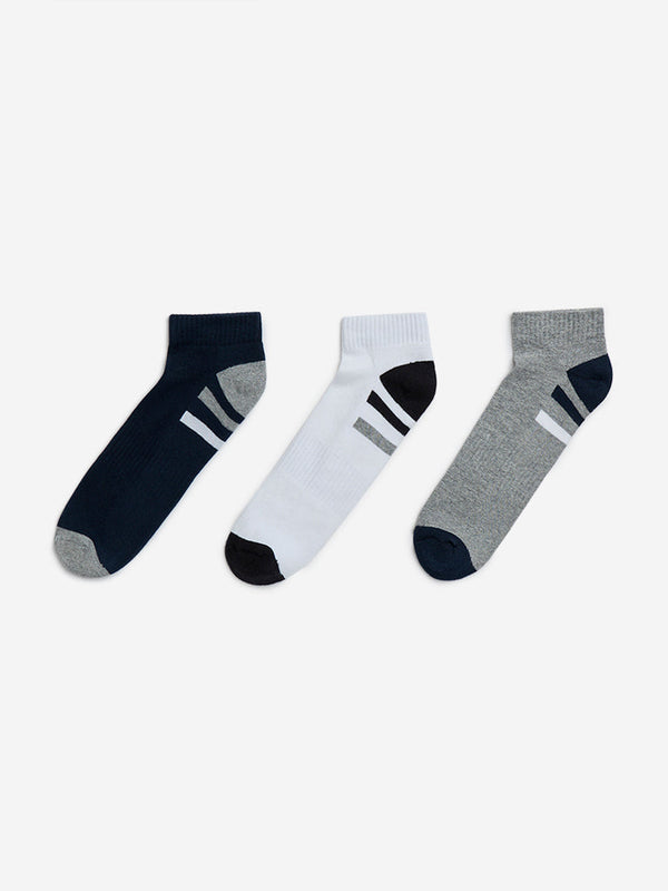 WES Lounge White Trainer Cotton-Blend Socks - Pack of 3
