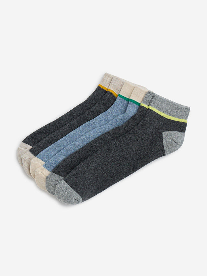 WES Lounge Grey Trainer Cotton-Blend Socks - Pack of 3