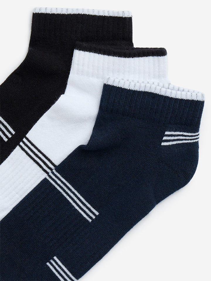 WES Lounge White Striped Trainer Cotton-Blend Socks - Pack of 3