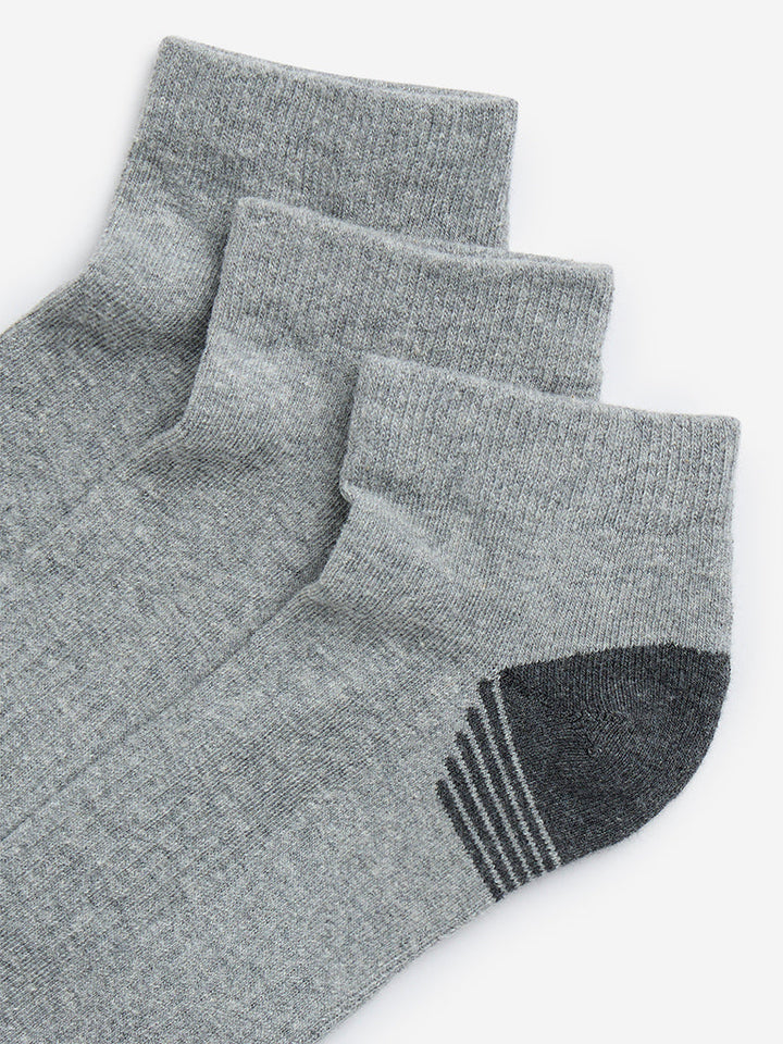 WES Lounge Grey Trainer Cotton-Blend Socks - Pack of 3