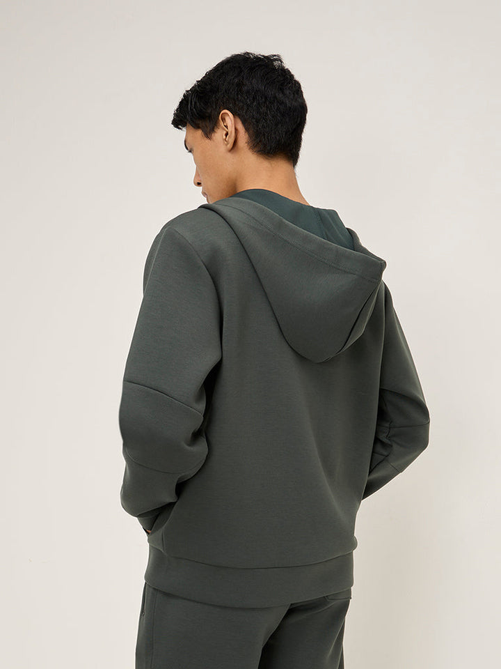 Studiofit Olive Solid Relaxed-Fit Hoodie
