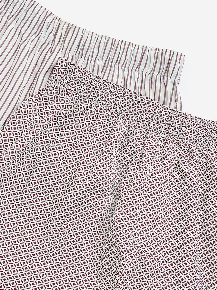 WES Lounge Wine Relaxed-Fit Cotton Boxers- Pack of 2