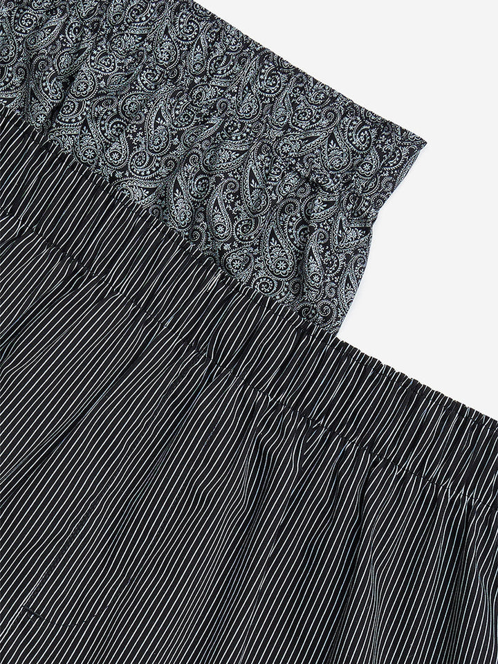 WES Lounge Black Relaxed-Fit Cotton Boxers - Pack of 2