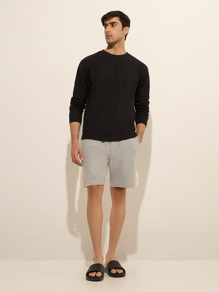 WES Lounge Black Waffle-Textured Relaxed-Fit Cotton-Blend T-Shirt