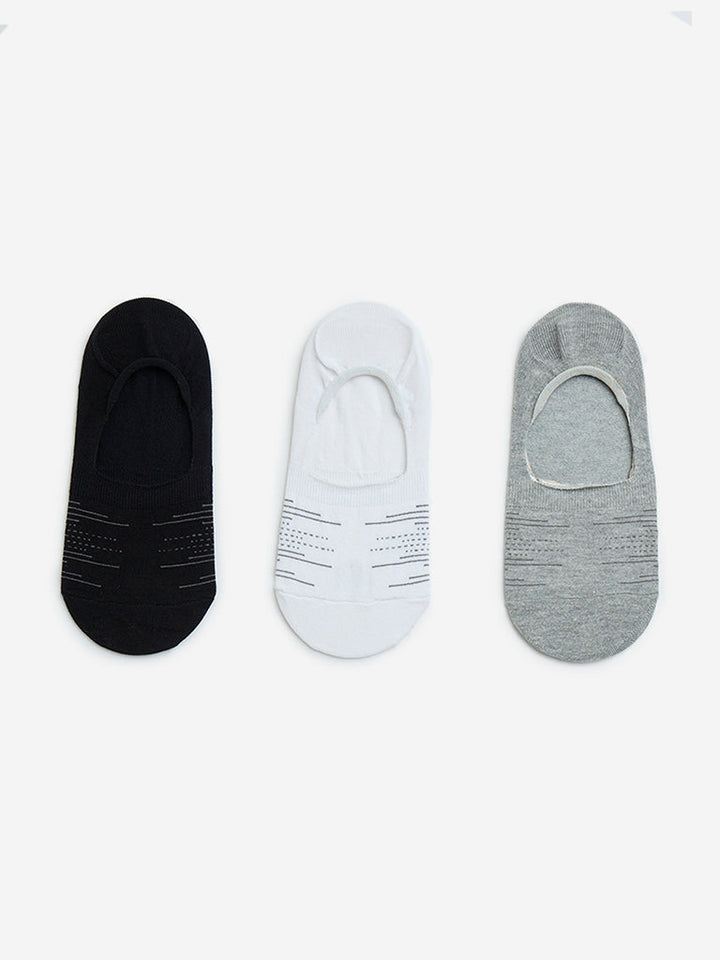 WES Lounge Black Printed Cotton-Blend Socks - Pack of 3