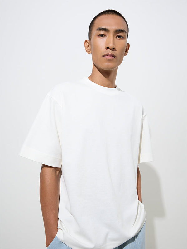 Studiofit White Relaxed-Fit Cotton-Blend T-Shirt
