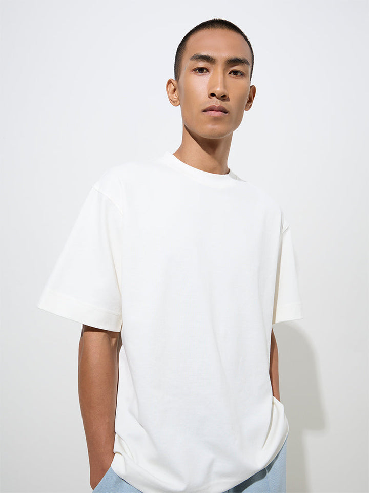 Studiofit White Relaxed-Fit Cotton-Blend T-Shirt