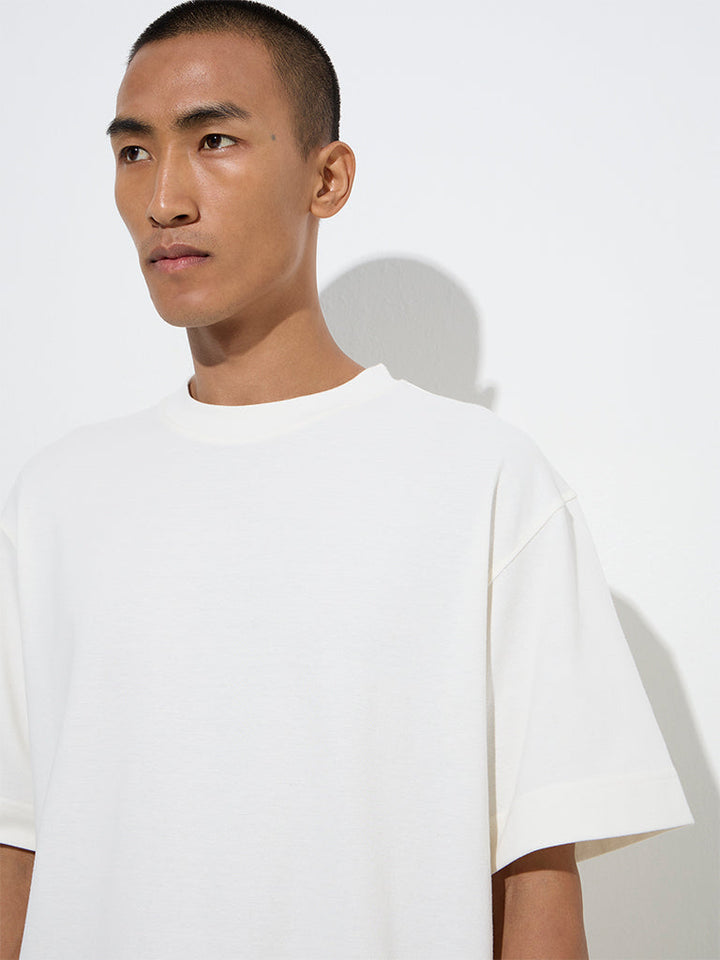 Studiofit White Relaxed-Fit Cotton-Blend T-Shirt