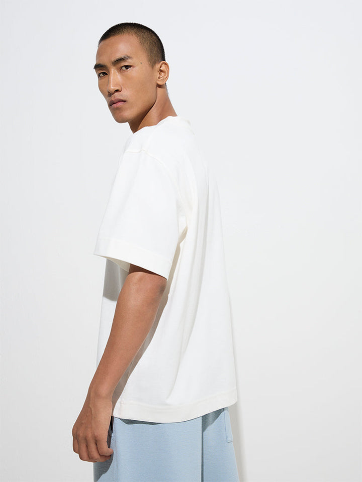 Studiofit White Relaxed-Fit Cotton-Blend T-Shirt