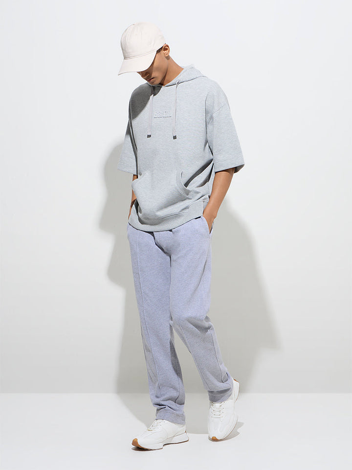 Studiofit Grey Relaxed-Fit Cotton-Blend Hoodie