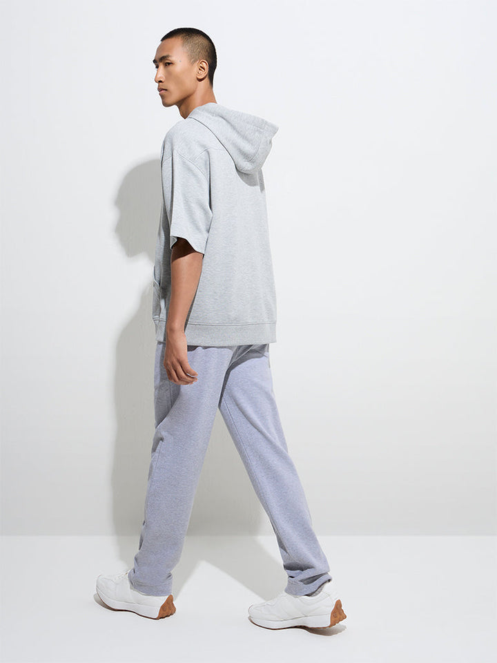 Studiofit Grey Relaxed-Fit Cotton-Blend Hoodie