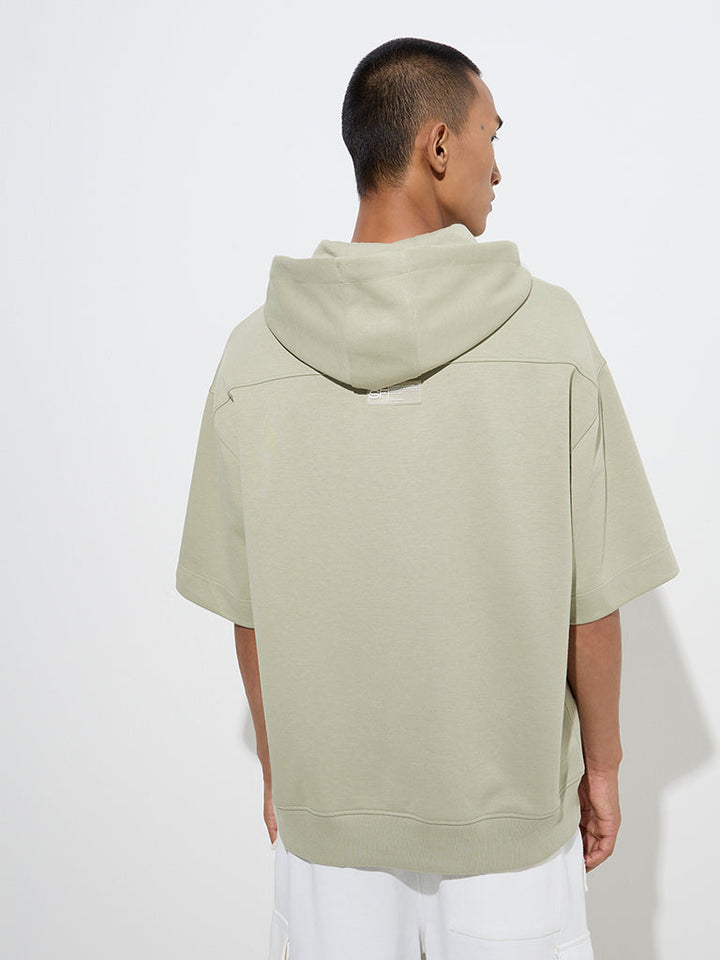 Studiofit Sage Text Design Relaxed-Fit Cotton-Blend Hoodie