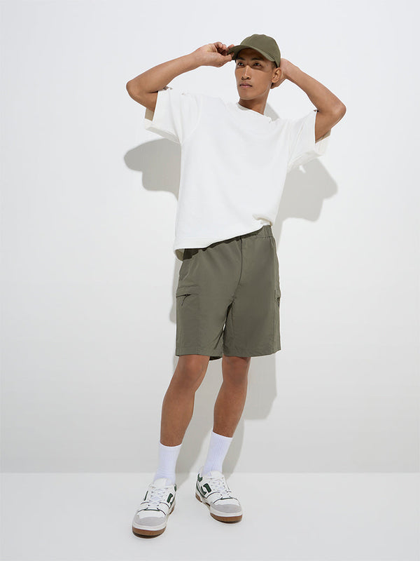 Studiofit Olive Relaxed-Fit Mid-Rise Shorts