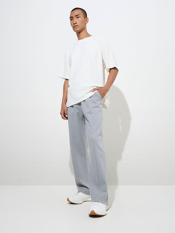Studiofit Grey Relaxed-Fit Cotton-Blend Track Pants