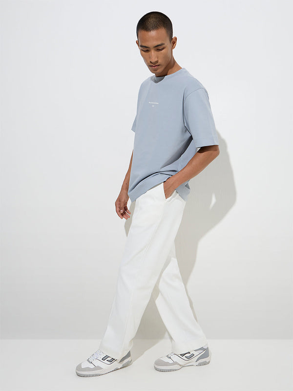 Studiofit White Relaxed-Fit Cotton-Blend Mid-Rise Track Pants