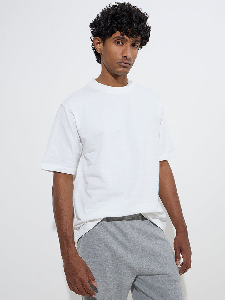 WES Lounge White Relaxed-Fit Cotton-Blend T-Shirt