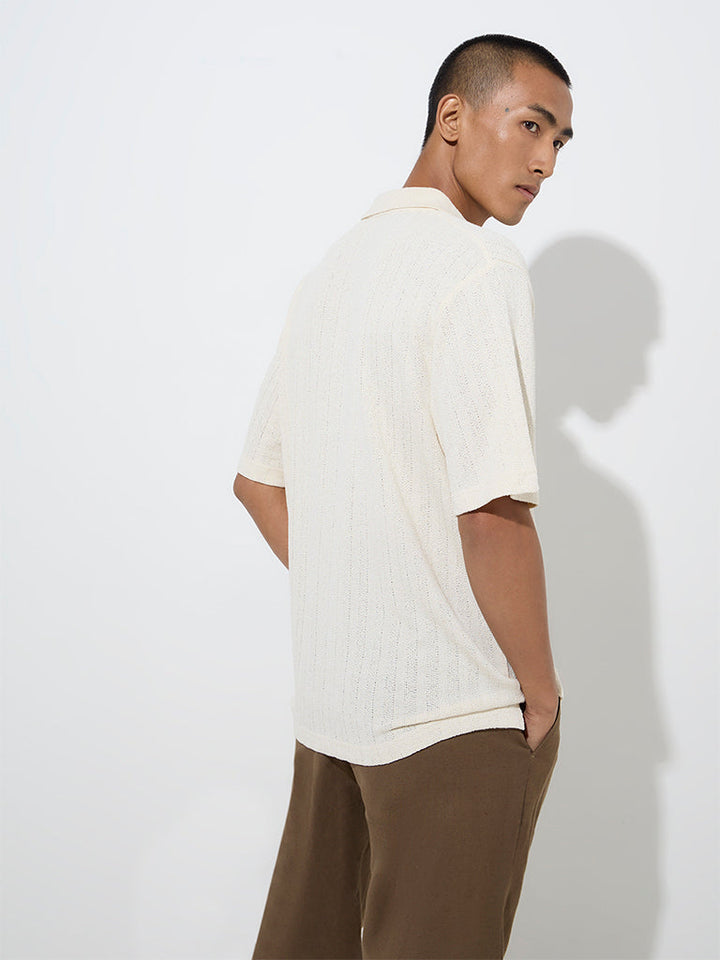 ETA Off-White Knit-Textured Relaxed-Fit Polo T-Shirt