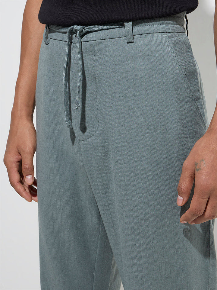 ETA Teal Relaxed-Fit Mid-Rise Cotton-Blend Chinos