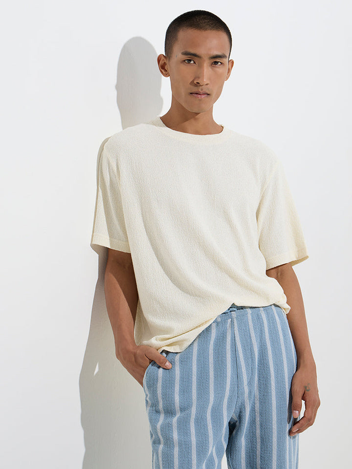 ETA Off-White Self-Textured Relaxed-Fit T-Shirt