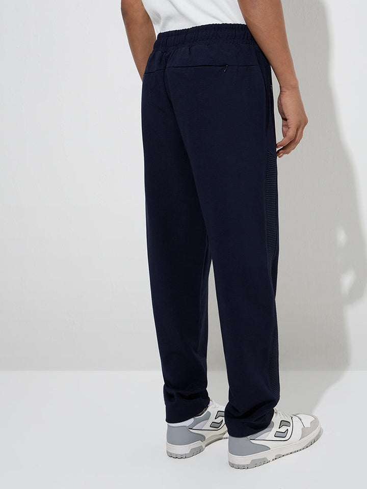 Studiofit Navy Relaxed-Fit Mid-Rise Track Pants