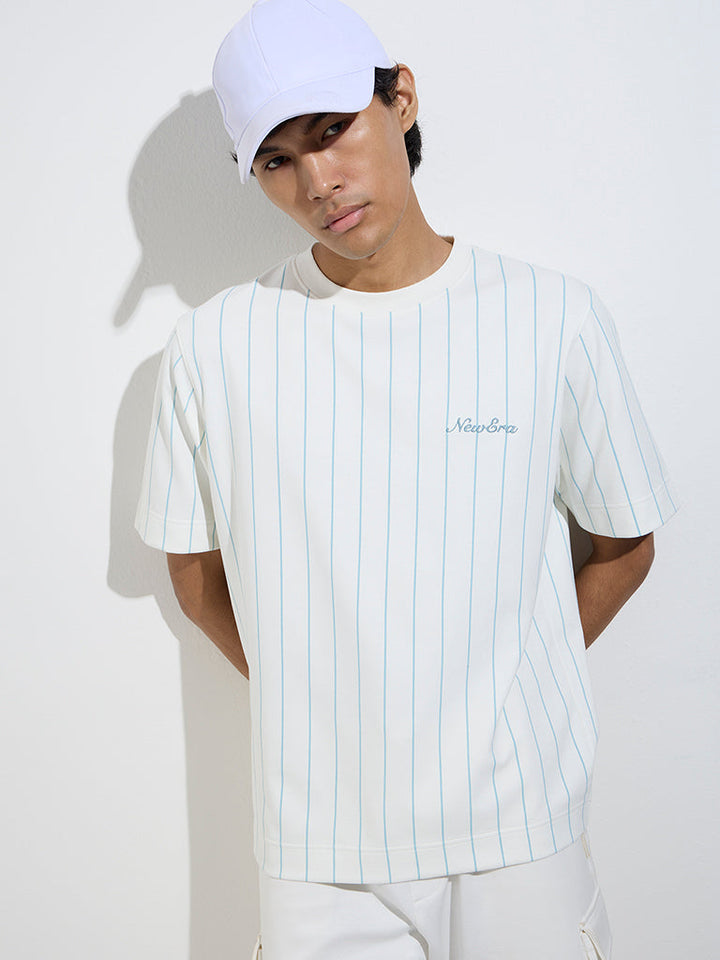 Studiofit Off-White Striped Relaxed-Fit T-Shirt
