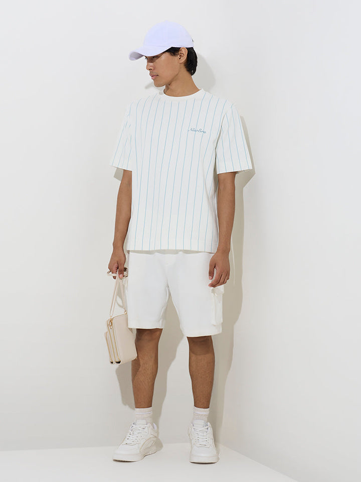 Studiofit Off-White Striped Relaxed-Fit T-Shirt