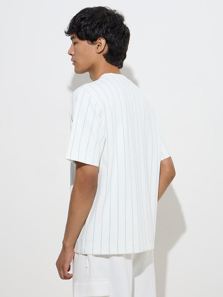 Studiofit Off-White Striped Relaxed-Fit T-Shirt