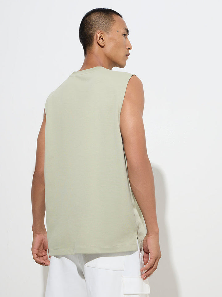 Studiofit Sage Text Design Relaxed-Fit Cotton-Blend T-Shirt