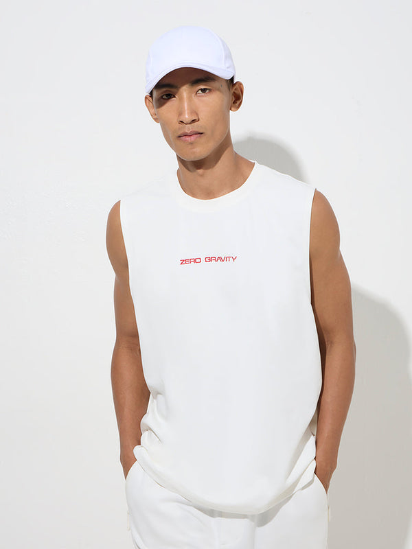 Studiofit Off-White Text Detailed Relaxed-Fit Cotton-Blend T-Shirt