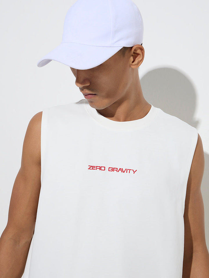 Studiofit Off-White Text Detailed Relaxed-Fit Cotton-Blend T-Shirt