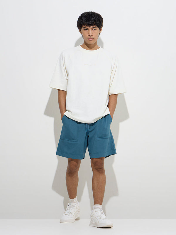 Studiofit Teal Relaxed-Fit Mid-Rise Shorts