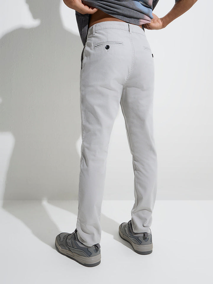 Nuon Grey Relaxed-Fit Mid-Rise Cotton-Blend Chinos