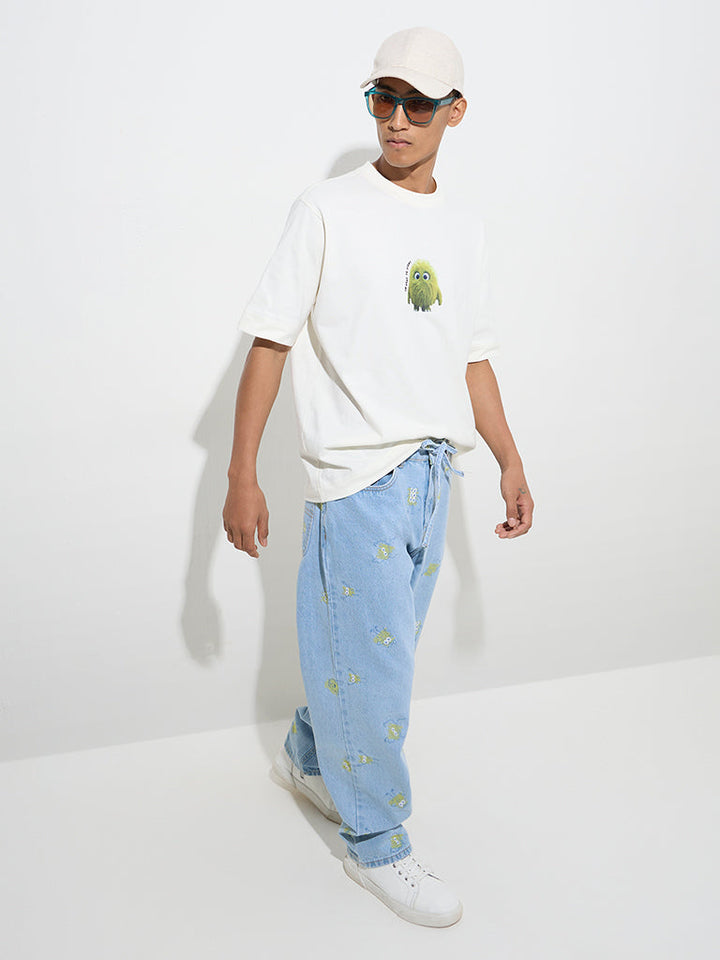 Nuon Off-White Printed Relaxed-Fit Cotton T-Shirt