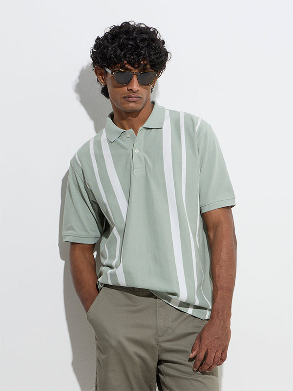 WES Casuals Sage Relaxed-Fit Cotton-Blend Polo T-Shirt