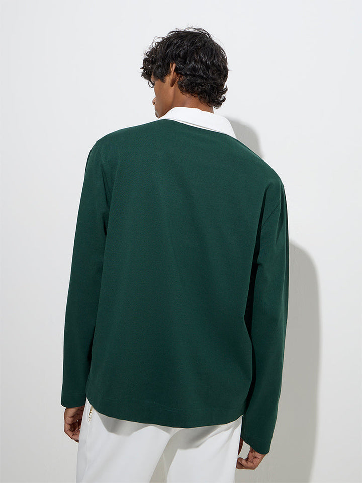 Studiofit Green Relaxed-Fit Cotton-Blend Sweatshirt