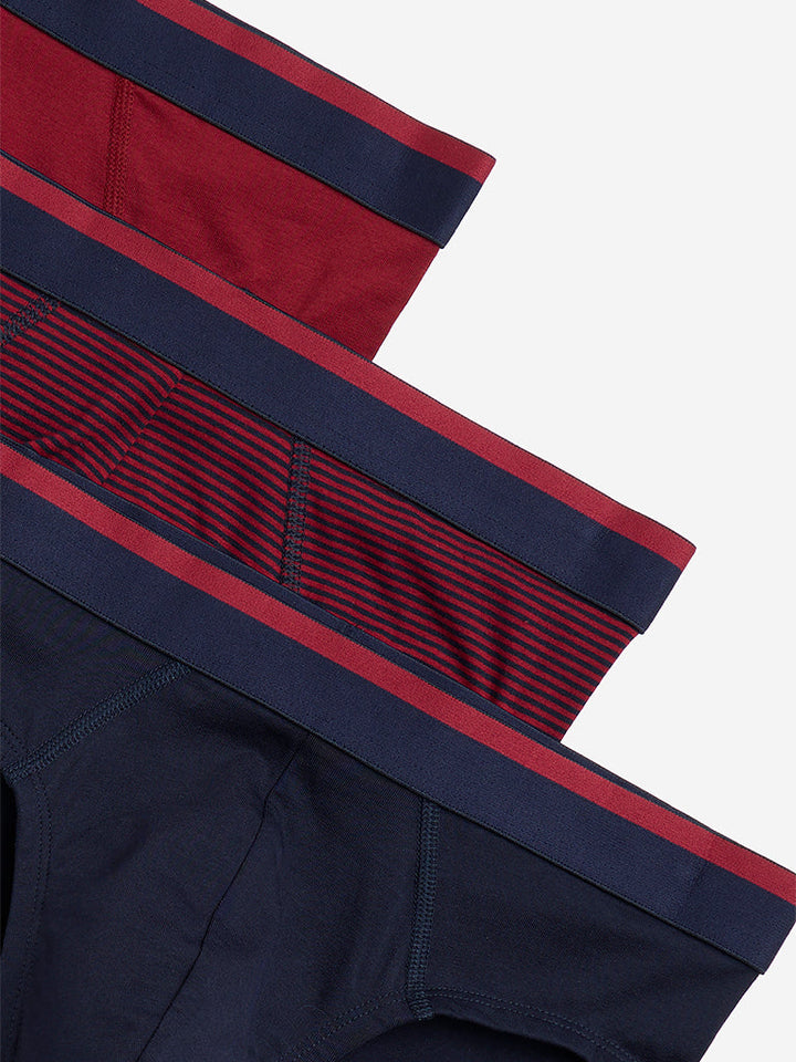 WES Lounge Red Cotton Briefs- Pack of 3