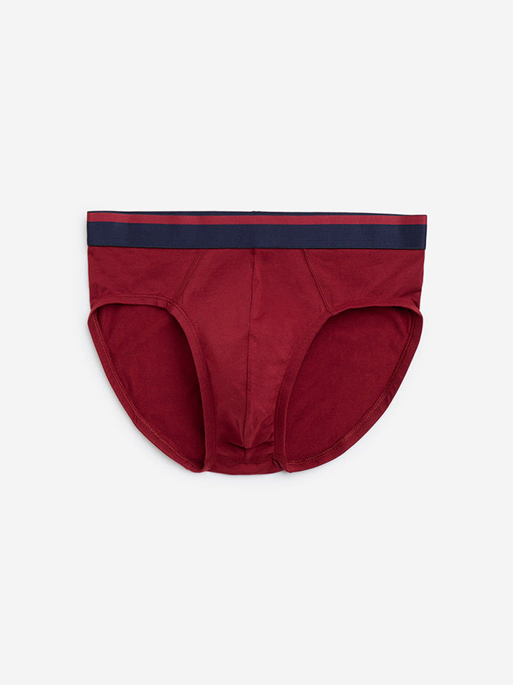 WES Lounge Red Cotton Briefs- Pack of 3