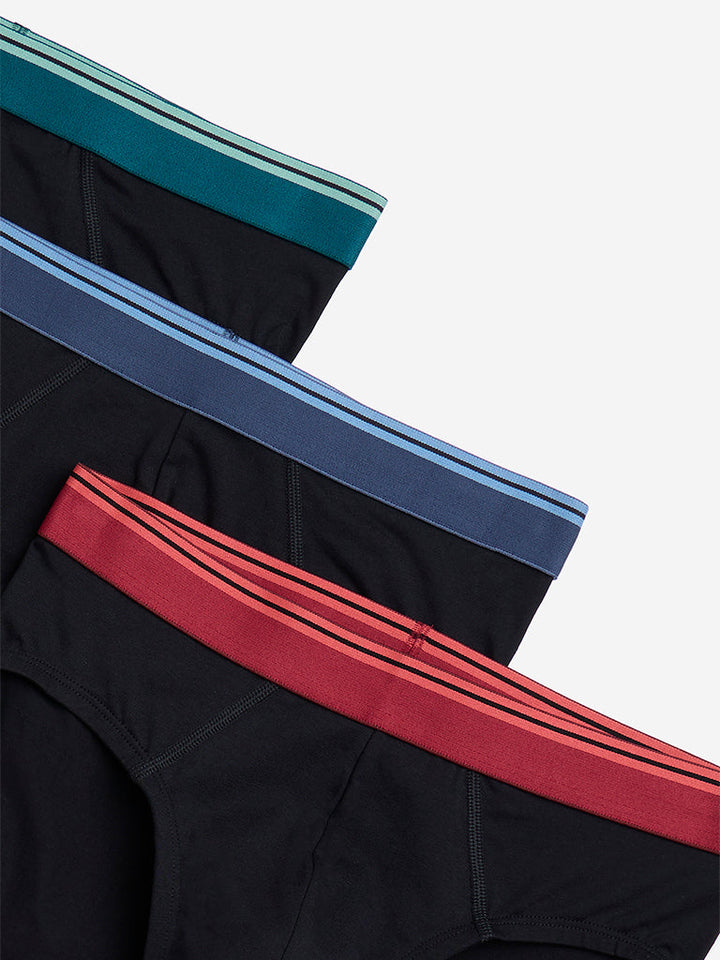 WES Lounge Black Cotton Briefs - Pack of 3