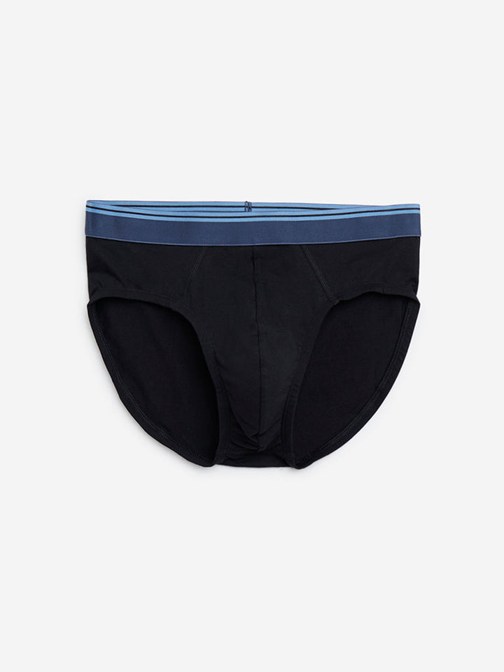 WES Lounge Black Cotton Briefs - Pack of 3