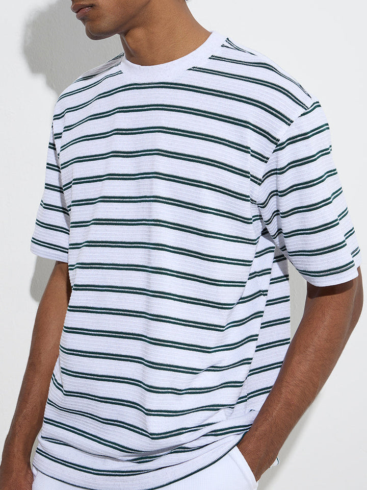 WES Lounge Light Grey Relaxed-Fit Cotton-Blend T-Shirt