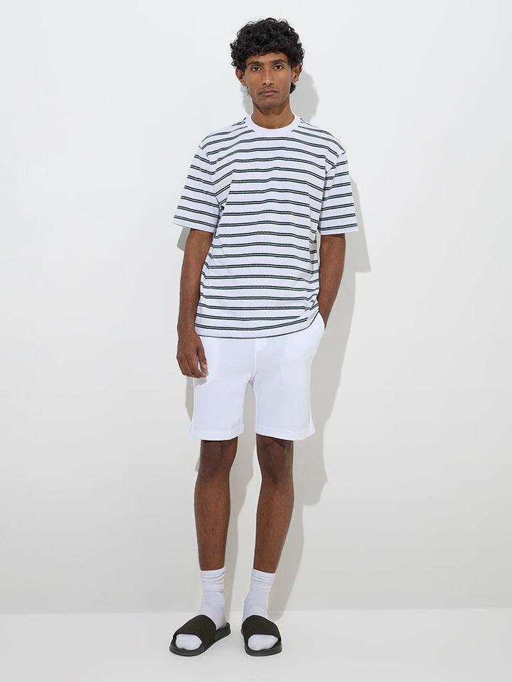 WES Lounge Light Grey Relaxed-Fit Cotton-Blend T-Shirt