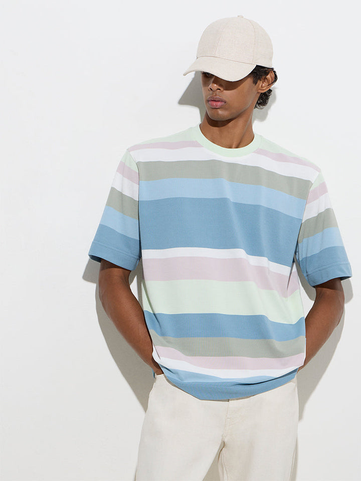 Nuon Multicolour Stripe Relaxed-Fit T-Shirt